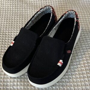 Hey Dude Black and Pink Women's Moccasins